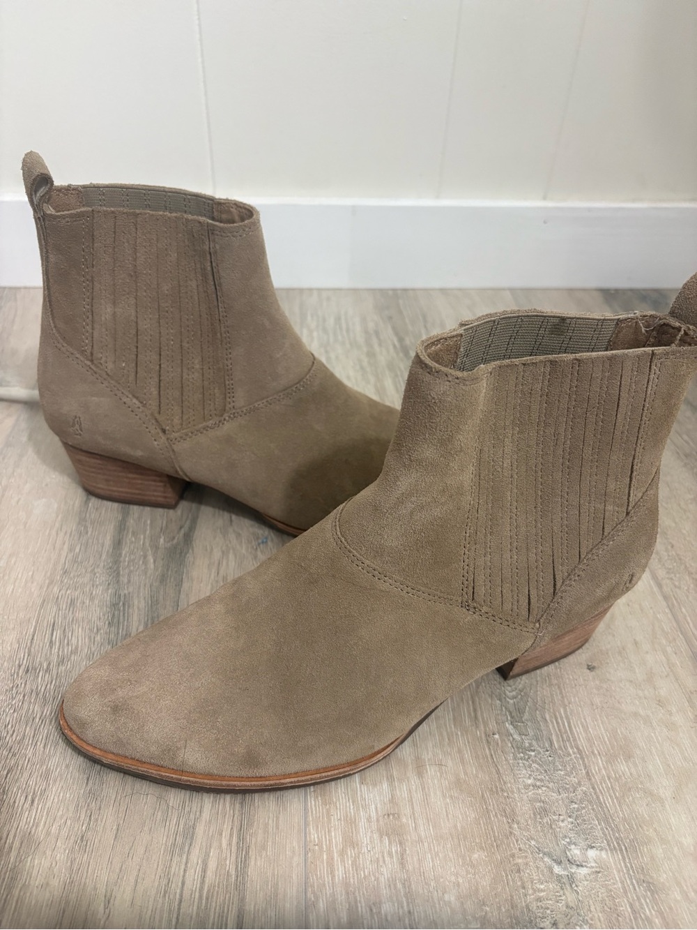 Hush Puppies Taupe Suede Ankle Booties